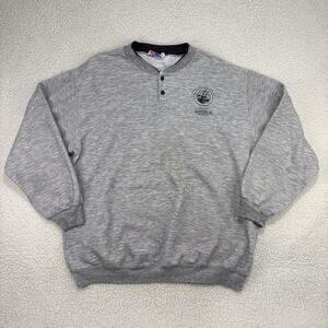 VTG AU Sportswear Henley Sweatshirt Mens XL Whitefish Lighthouse MI Great Lakes